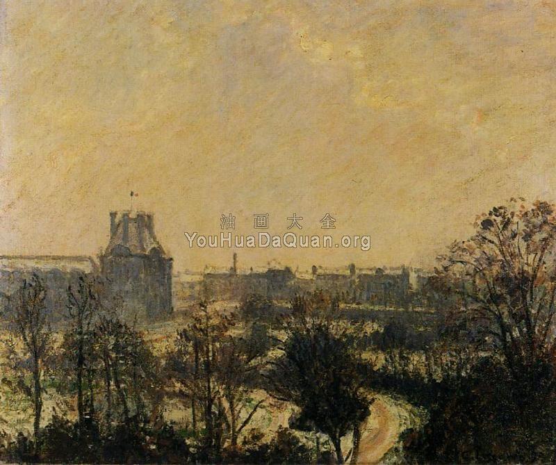 Garden of the Louvre, Snow Effect - 卡米耶·毕沙罗